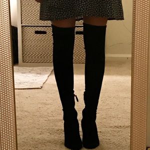 Alaïa knee high black suede boots size 36 US